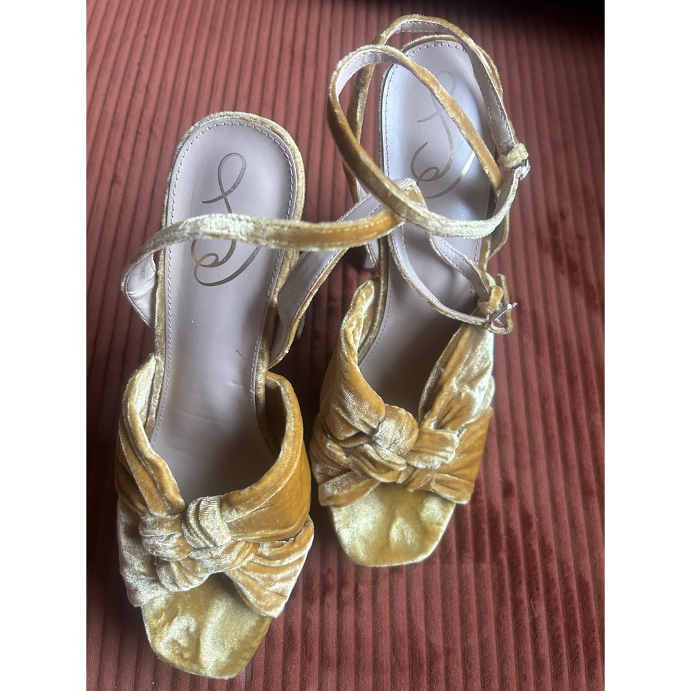 Sam Edelman Velvet Knotted Platform Sandals Gold Womens US 8.5 - Picture 7 of 7